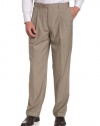 Louis Raphael LUXE Men's 100% Wool Pleated Hidden Extension Dress Pant,Khaki,34x34