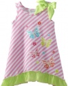 Bonnie Jean Girls 2-6X Stripe Butterfly Screen Print Dress, Pink, 3T