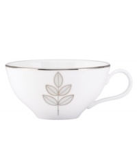 Gleaming leaves spruce up this white bone china cup, topped off with a platinum rim. From Lenox Lifestyle dinnerware, these dishes are playfully modern and naturally chic, and have an enchanting look that's fresh and perfect for every occasion. (Clearance)