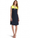 BCBGMAXAZRIA Women's Jimi Color Block Sleeveless Dress, Dark Navy Combo, 12