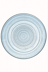 iittala Kastehelmi Dew Drop 12-1/2-Inch Diameter Round Glass Plates, Light Blue