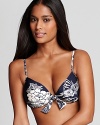 A graphic two-tone floral print graces this Nanette Lepore bikini top, perfect with the coordinating top or a mix-and-match solid.