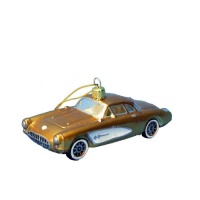 Kurt Adler 5-Inch Champagne Gold Corvette Glass Ornament