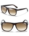 Thin wayfarer sunglasses with gradient lenses, a casually cool style from Tom Ford.