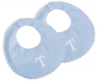 Princess Linens Garden Pique Bib, 2-pack - Baby Blue with White Rick Rack Trim-T