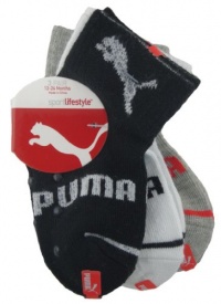 Puma Baby Solid Gripper Socks- 3 Pack(Infant to Baby) (2t-4t)