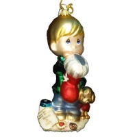 Kurt Adler 6-Inch Precious Moments Polonaise Boy with Christmas Stocking Ornament