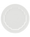 Lenox combines the versatility of whiteware with unique baroque shaping in the Regency Silhouette dinner plate, featuring glossy white porcelain for every day, any occasion.