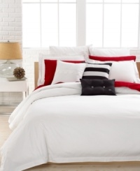 Clean, casual & comfortable. The Solid White duvet cover set from Lacoste is essential to any well-dressed bed. Brushed twill fabric and over-sized buttoned accents create a classic, preppy look. Button closure.