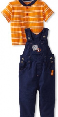 Little Me Baby-boys Infant Elephant Overall Set, Blue, 12 Months