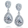 Bling Jewelry Pave CZ Teardrop Dangle Earrings Silver Tone