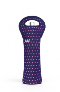 BUILT Neoprene One Bottle Tote, Mini Dot, Navy