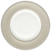 The embodiment of simplicity and grace, platinum bands and pure white stitches with raised dots adorn a pearlescent linen border. Inspired by the silk fabrics in Monique's evening gown designs, pearlized blue and tan accent colors create a look that is both elegant and beautifully serene.