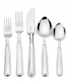 Experience the superior craftsmanship of Henckels in a lustrous, vintage-inspired flatware set. Between a banded neck and rounded tip, the handle is engraved with a simple line design. Stainless steel sophistication for you and seven guests!