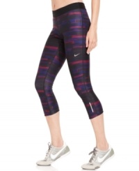 Make a stylish statement in Nike's high-performance active leggings, featuring a brushstroke-inspired print and cycling seams for comfort. They'll keep you cool and dry too, thanks to the Dri-FIT moisture-wicking fabric!