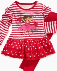 Get the party started with this fun Dora the Explorer dress and legging set from Nannette.