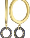 T Tahari Soho Chic Gold Tone with Blue Resin Circle Drop Earrings