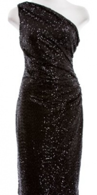 Lauren By Ralph Lauren Black Sequin One Shoulder Cocktail Dress 8