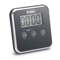 100-minute countdown/count-up with 60-second alarm. Memory function instantly recalls last setting. Includes magnet for vertical mounting and tabletop stand. Batteries included.