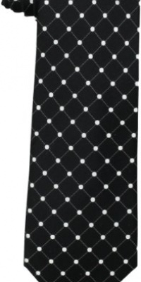 Geoffrey Beene Men's Big Dot Grid Silk Tie Paired with Gift Box