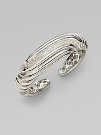 From the Sculpted Cable Collection. A curve of pavé diamonds adorns fluted sterling silver.Diamonds, 1.22 tcw Sterling silver Length, about 2 Imported