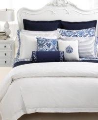 An exquisite pattern of embroidered florals alludes to the natural beauty of the Far East in this soft, 100% cotton duvet from Lauren Ralph Lauren. (Clearance)