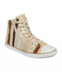 Feminine chic hits the streets: The classic high-top Femme Low 300 sneakers by Nine West Original take a fashionable turn with side zippers and stylish design.