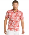 Take the party with you wherever you go in this fun tropical shirt from Izod.