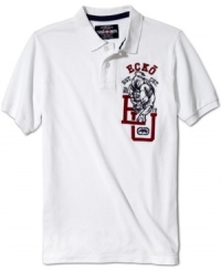 Add some edge to your preppy style with this bold polo shirt from Ecko Unlimited.