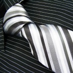 Brand New B. Boss Black Grey Silver Striped Silk Mens Neck Tie Zl1097