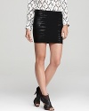 An uber-stylish foil bandage mini skirt for traffic-stopping attention that leads the trendsetters this season.