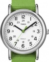 Timex Women's T2N835 Weekender Mid-Size Slip-Thru Strap Nylon Green Watch