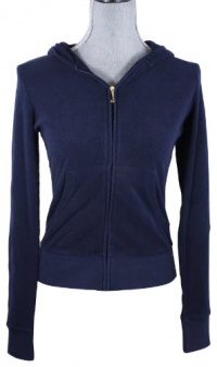 Juicy Couture Solid Terry Zip Hoodie Regal Blue Sweatshirt