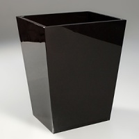 Contemporary bath accessories for the modern home in black and clear lucite.