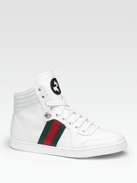 High-top leather with GG logo and signature web detail at the side.Leather lining Padded insole Rubber sole Made in Italy