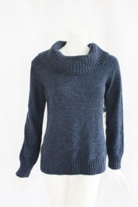 LAUREN JEANS CO Ralph Lauren Womens Blue Cowl Neck Long Sleeve Sweater L