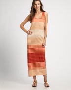 Sunrise hues add radiant, ombre charm to this striped style with a flattering scoop neckline.ScoopneckSleevelessPull-on styleRacerback65% linen/35% cottonMachine washImported