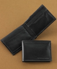 Slim down your accessories with the sleek, trim design of this leather passcase wallet from Geoffrey Beene.