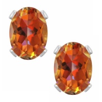 2.00 Ct Oval 7X5mm Azotic Ecstasy Topaz 925 Sterling Silver Earrings