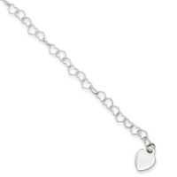 6 inch Sterling Silver Heart Link Childs Bracelet