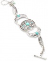 Lucky Brand Silver-Tone Turquoise-Color Etched Flex Bracelet, 7.5