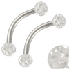 16g 16 gauge (1.2mm), 3/8 Inch (10mm) long - 316L Stainless Steel eyebrow lip bar ear tragus ring earrings curved curve straight barbell with Clear Swarovski Crystal Ferido ball AOPO- Pierced Jewelry Body Piercing Jewellery- Set of 2