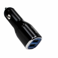 PowerGen Dual USB Port 2A 10w (fast) Heavy Duty Ouput Car Charger - Black