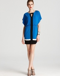 With bold color blocking, Laundry by Shelli Segal's jersey dress lends low-key comfort in a chic silhouette.