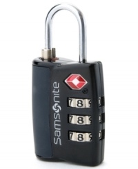 Ready to lock! Made from sturdy zinc alloy, this 3-dial TSA-friendly lock stands up to the wear & tear of baggage handling and makes your luggage even easier to identify. An indicator ring lets you know if the TSA opened your bag for inspection.