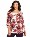 Lucky Brand Women's Plus-Size Painterly Rose Kara Top