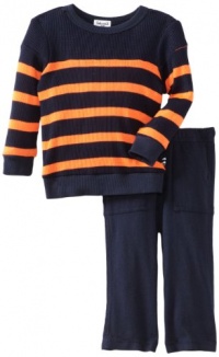 Splendid Littles Baby-boys Infant Thermal Sweatshirt Set, Navy/Neon, 12-18 Months