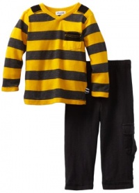 Splendid Littles Baby-Boys Newborn Charcoal Rugby Stripe Mix V-Neck Set, Oro, 18-24 Months