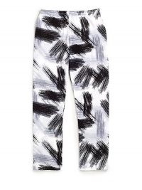 THE LOOKElastic waistbandAllover abstract printTHE MATERIAL97% polyester/3% spandexCARE & ORIGINMachine washMade in USA