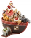 Set sail for Christmas. Much more than a votive holder, this Noah's Ark design from Villeroy & Boch tells a story with giraffes, bears and more wild creatures on a ship crafted with a distinct vintage feel. Light streams through ark windows.